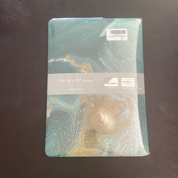 MacBook Air 13” teal/gold water design hardshell case 2010-2017 - Picture 1 of 3